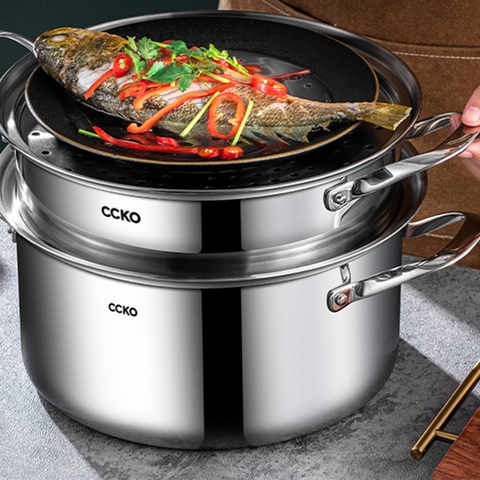 Nồi hấp inox 3 tầng CCKO CK9715 cao cấp
