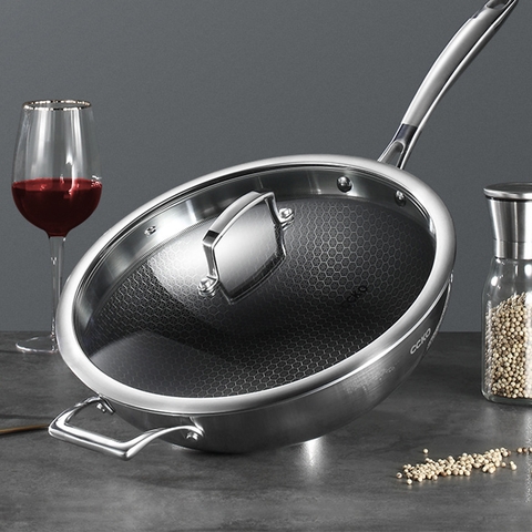 Chảo inox chống dính sâu lòng có nắp đậy CCKO CK9703 cao cấp