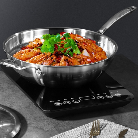 Chảo inox chống dính sâu lòng có nắp đậy CCKO CK9703 cao cấp