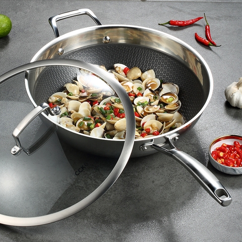Chảo inox chống dính sâu lòng có nắp đậy CCKO CK9703 cao cấp
