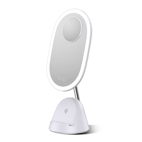 Gương trang điểm cảm ứng tích hợp đèn LED kèm sạc không dây WILIT QU10AM cao cấp