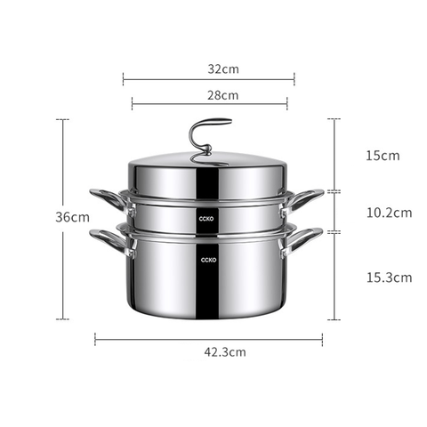 Nồi hấp inox 3 tầng CCKO CK9715 cao cấp