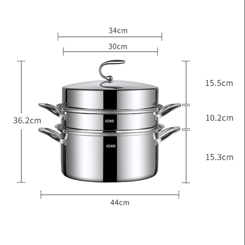 Nồi hấp inox 3 tầng CCKO CK9715 cao cấp