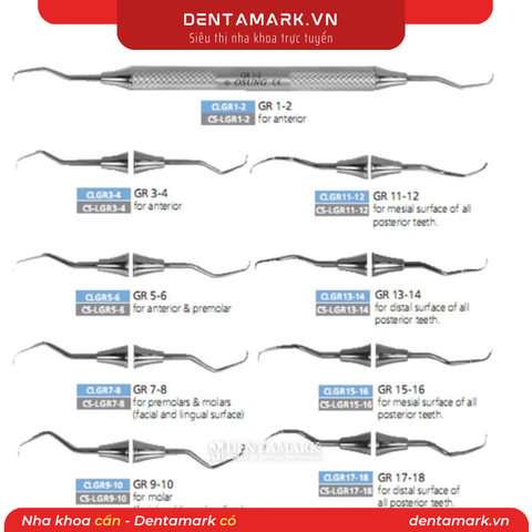 Cây nạo túi Gracey Curette Osung - Metal handle, Standard