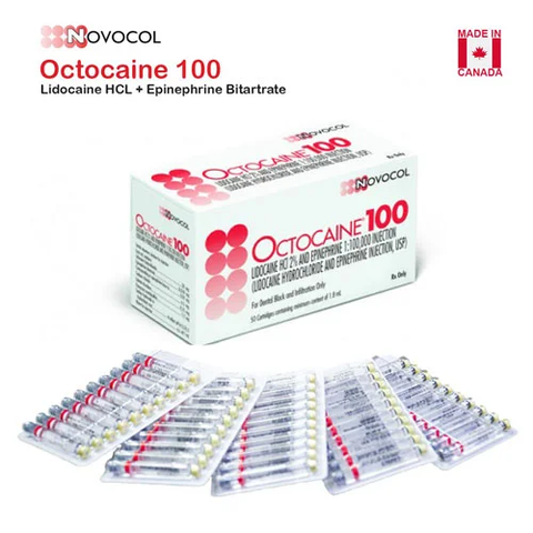 Thuốc tê đỏ Canada Octocaine 100 Lidocaine HCL 2% - Novocol (DATE T9/2026)