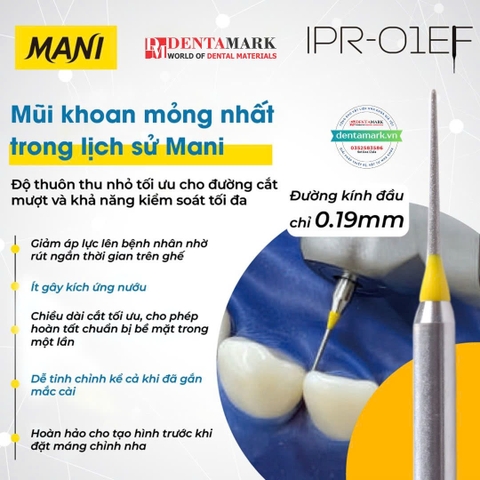 Mũi khoan mài kẽ Mani IPR-01EF - Vỉ 5 mũi