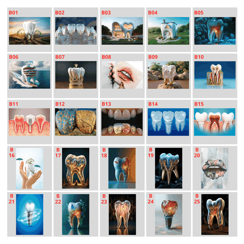 Tranh nha khoa để bàn gỗ tráng gương 20x30