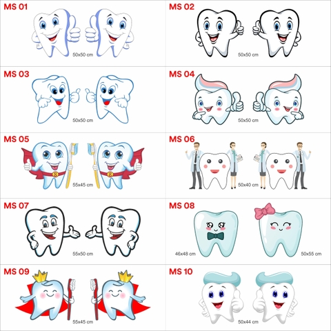 Decal hình răng dán kính