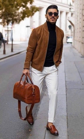 Áo Khoác Bomber Da lộn KAF AK09