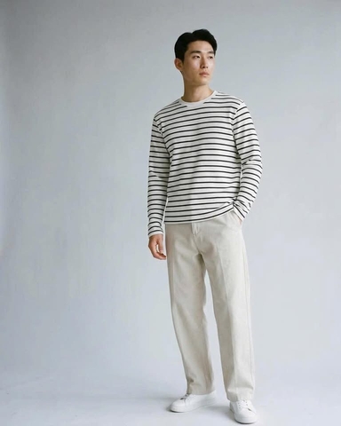 Áo Thun Tay Dài Kẻ Sọc Hàn Quốc 7658