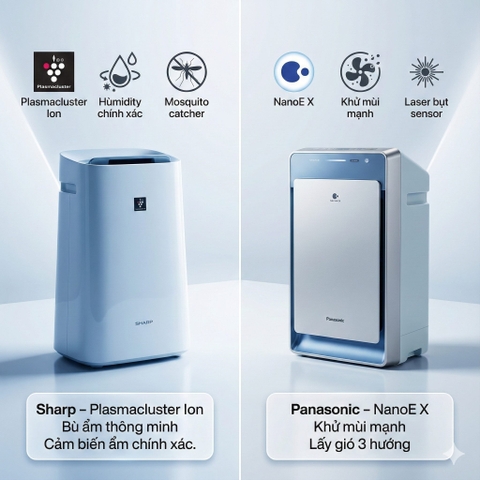 So sánh máy lọc không khí Sharp và Panasonic nên chọn loại nào?
