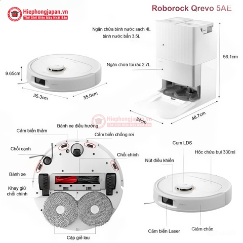 Robot hút bụi lau nhà Roborock Qrevo 5AE