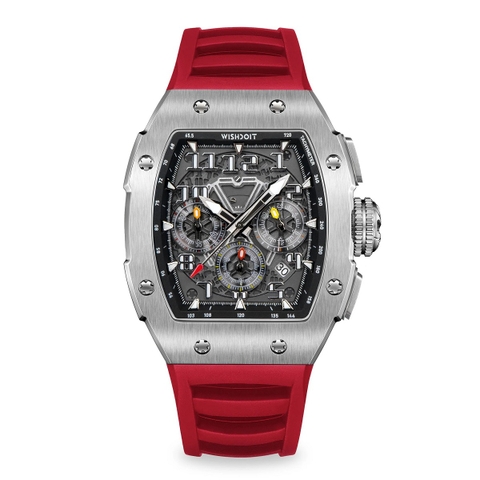 RACING | GT CHRONO-SILVERY WATCH (RED STRAP)
