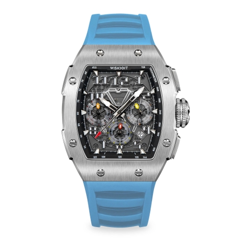 RACING | GT CHRONO-SILVERY WATCH (LIGHT BLUE STRAP)