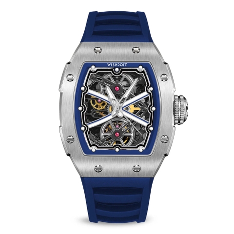 THE RUNWAY -SILVERY WATCH (BLUE STRAP)