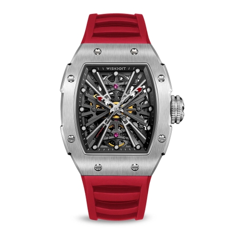 PIRATE | THE X SERIES-SILVERY WATCH (RED STRAP)
