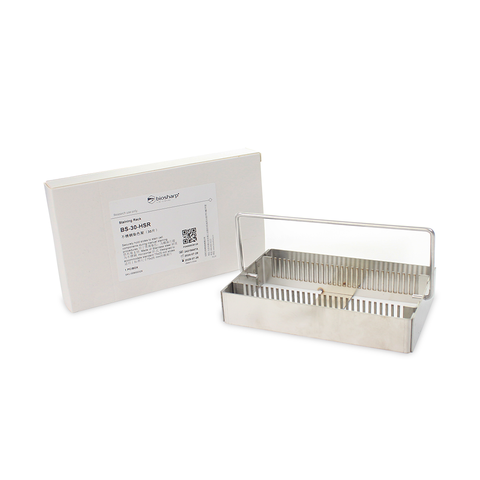 Giá nhuộm lam 30 vị trí, dạng nằm ngang, chất liệu Inox, hãng Biosharp