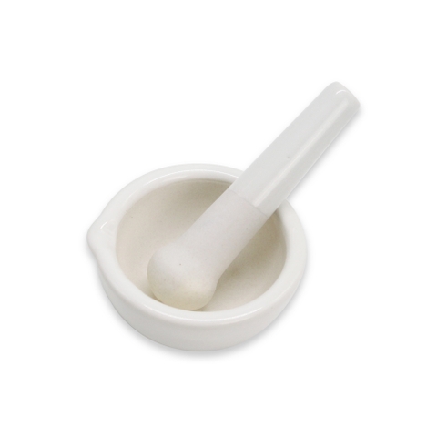 Cối chày sứ có mỏ (Ceramic Mortar),  phòng thí nghiệm