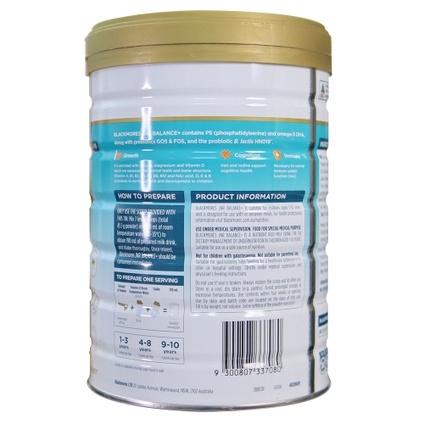 Thực phẩm dinh dưỡng y học Blackmores JNR Balance+ (dành cho trẻ từ 1-10 tuổi), hiệu Blackmores, 850g/hộp, 6 hộp/thùng