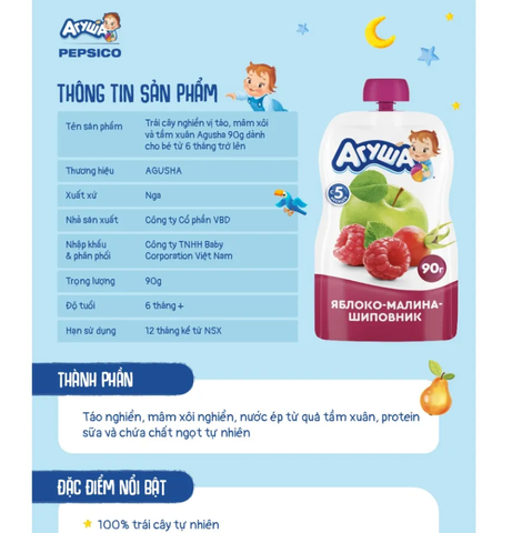 Trái  Cây Nghiền Agusha Vị  táo _ Mâm Xôi  Và Tầm Xuân