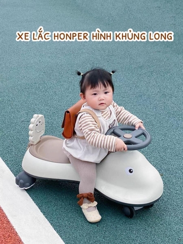 Xe Lắc Honper Khủng long  HP814 ( Hồng- nâu- Xanh )