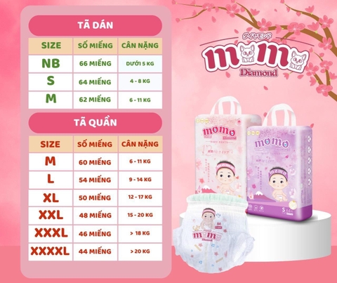 Bỉm MOMO Diamond Size XXL Quần