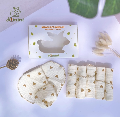 Hộp 6 Khăn Sữa Muslin ( 27x27 cm  ) KIMMI