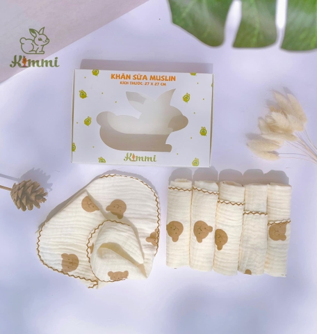 Hộp 6 Khăn Sữa Muslin ( 27x27 cm  ) KIMMI