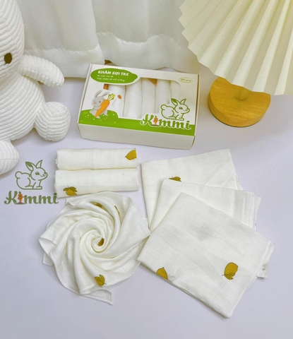 Hộp 6 Khăn Sữa Sợi Tre Cao Cấp  KIMMI