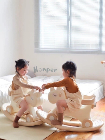 Ngựa Bập Bênh Honper HP 626 ( xanh _ Hồng  _Ghi - Be )