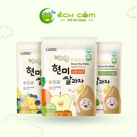 Bánh gạo lứt hữu cơ Lusol hình que vị phô mai, việt quất