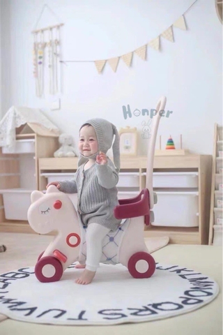 Ngựa Bập Bênh Honper HP 626 ( xanh _ Hồng  _Ghi - Be )