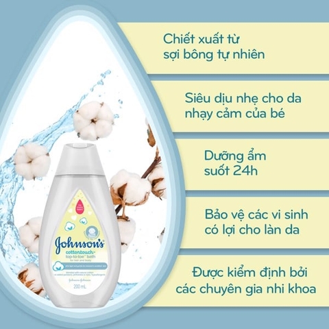 Tắm Gội JOHNSONS 200ml Cottontouch