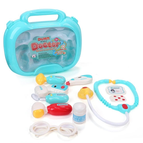 Bộ đồ chơi bác sĩ - Màu xanh có đèn báo và âm thanh (Hình bầu dục) 660-67