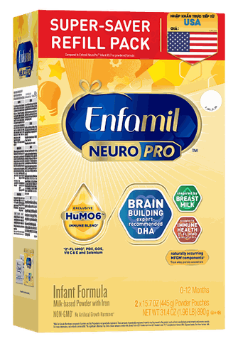 Sữa Enfamil NeuroPro Infant Formula 890g (0-12 tháng) ( Hộp Giấy màu Vàng)