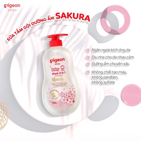 Tắm Gội Pigeon 200 ml SAKURA Nấp Đỏ