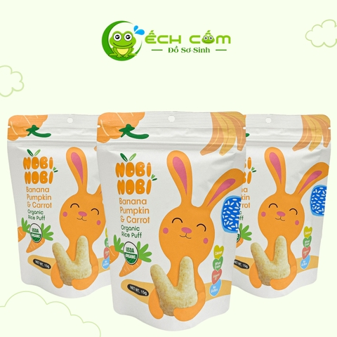 Bánh Gạo  Ăn dặm Hữu Cơ NOBI 15 g Vị  Chuối Bí Đỏ Cà Rốt