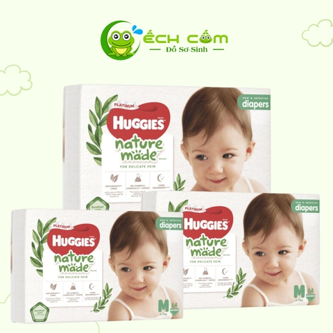 Bỉm dán Huggies Platinum Nature Made size M 64 miếng (6-11kg)