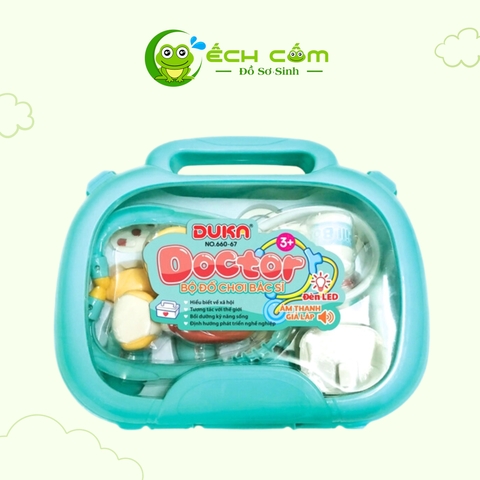Bộ đồ chơi bác sĩ - Màu xanh có đèn báo và âm thanh (Hình bầu dục) 660-67