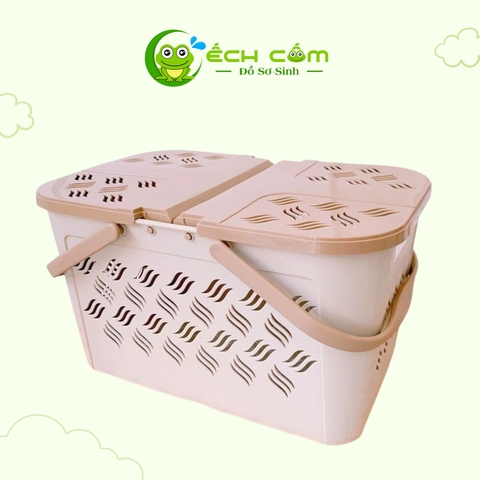 giỏ Nhựa cao cấp  Honper  HK2211 ( Ghi _Hồng _Be )