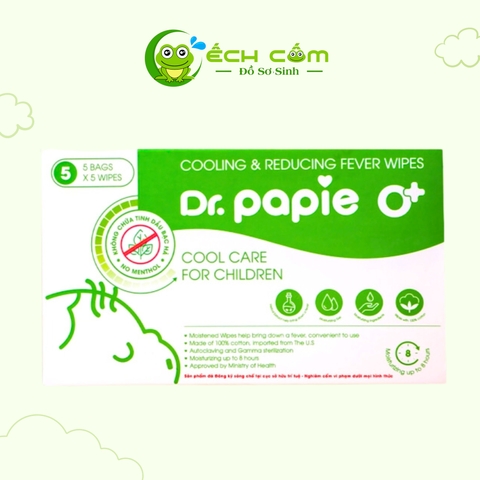 Khăn hạ sốt Dr.Papie 0+ (5 gói/hộp)