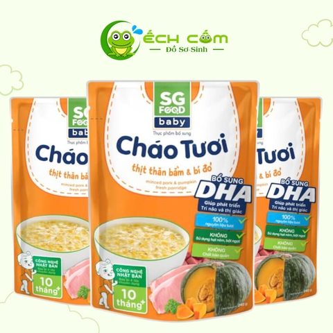 Cháo tươi baby thịt thăn bằm bí đỏ 240gx 30