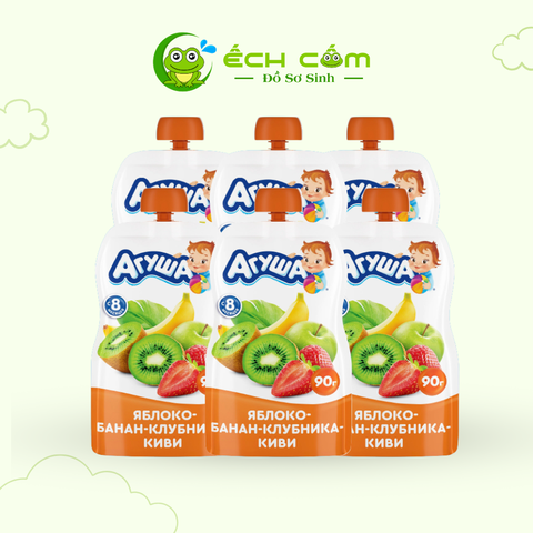 Trái Cây Nghiền Agusha Vị Táo Chuối  ,Dâu tây Và Kiwi