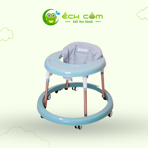 Xe tập đi Zoko PM-02132 có tay đẩy ( Xanh _Hồng Đen )