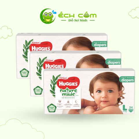 Bỉm dán Huggies Platinum Nature Made size L 54 miếng (9-14kg)