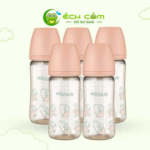 Bình sữa trẻ em 270ml- Moyuum Premium PPSU All in One Bottle- Type New Year-Coral Pink