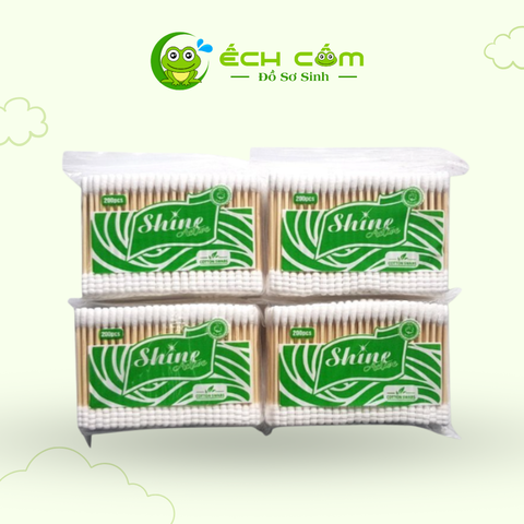 Tăm Bông Sơ Sinh Thân  Giấy  Shine Active Hộp 200 Que TBE04