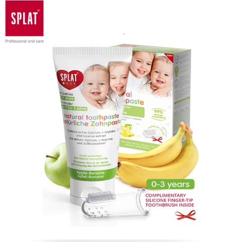 BỘ BÀN CHẢI VÀ KEM ĐÁNH RĂNG TỰ NHIÊN CHO BÉ CAO CẤP SPLAT HƯƠNG TÁO CHUỐI 40ML (0 3 TUỔI) 40Ml