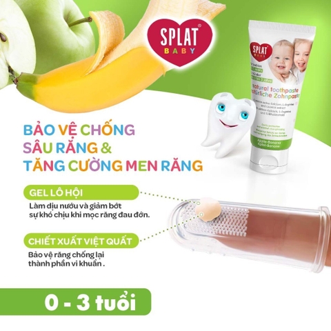 BỘ BÀN CHẢI VÀ KEM ĐÁNH RĂNG TỰ NHIÊN CHO BÉ CAO CẤP SPLAT HƯƠNG TÁO CHUỐI 40ML (0 3 TUỔI) 40Ml