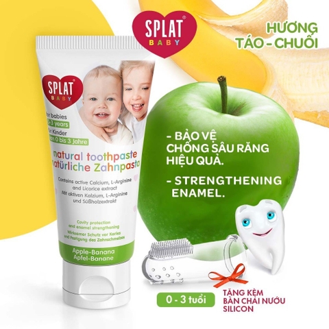 BỘ BÀN CHẢI VÀ KEM ĐÁNH RĂNG TỰ NHIÊN CHO BÉ CAO CẤP SPLAT HƯƠNG TÁO CHUỐI 40ML (0 3 TUỔI) 40Ml